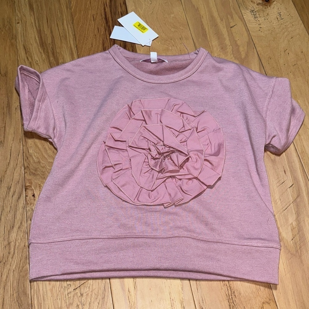 Honey &‎ sparkle girl’s Sz M taupe pink short sleeves terry top NWT